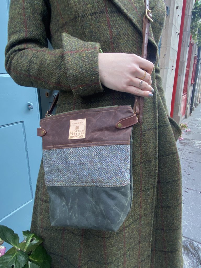 Waxed Cotton Canvas and Harris Tweed bag